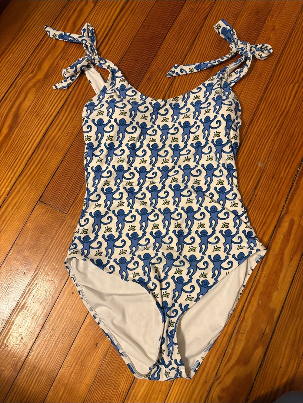 Roller Rabbit White Swimsuit with Blue Monkey Print…only wore twice!